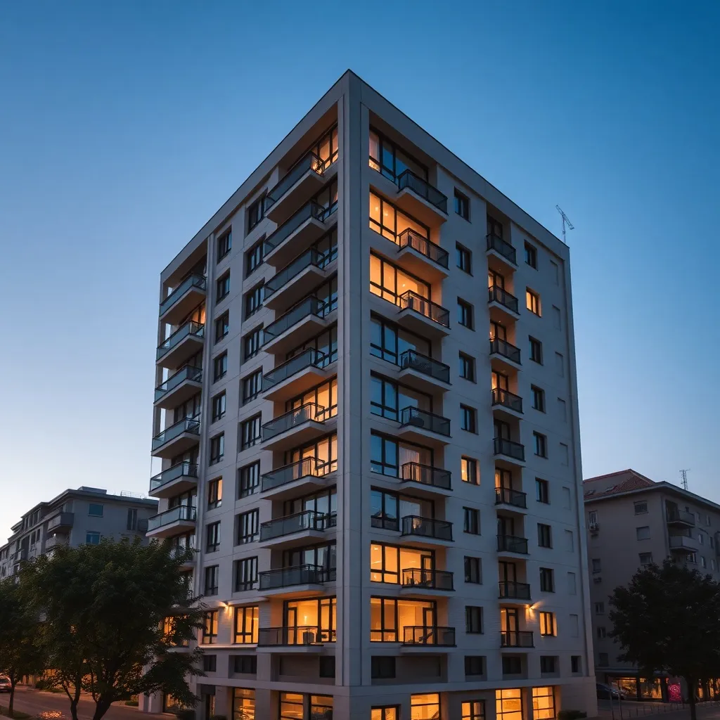 A high-quality architectural photo of a modern residential b